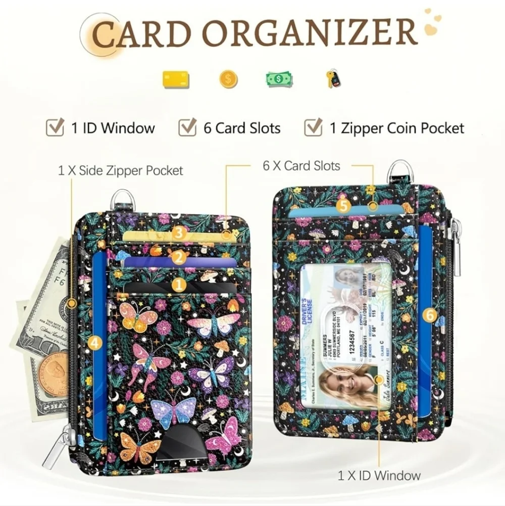 Floral Butterfly Phone Wallet Case - Black